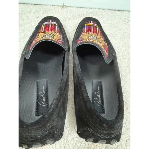 Donald J Pliner Men Size 10 Multi-Color Beaded Skull Royal Crest Leather Loafers
